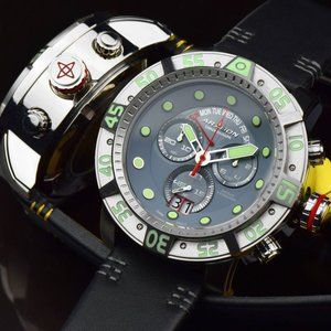 NEW! ARAGON Gauge Watch Swiss Chronograph Mens Black 55mm Gray Mult-Func Dial